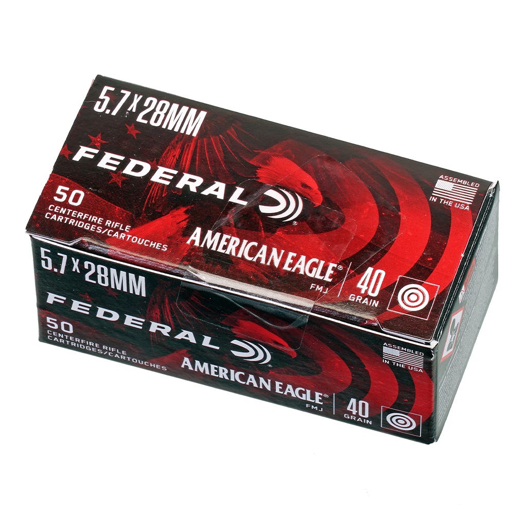 Federal 5.7x28 40 Grain FMJ Ammo, 50 Round Box