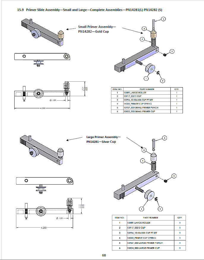 RL550 Primer Slide Assy — manual page 67 parts diagram