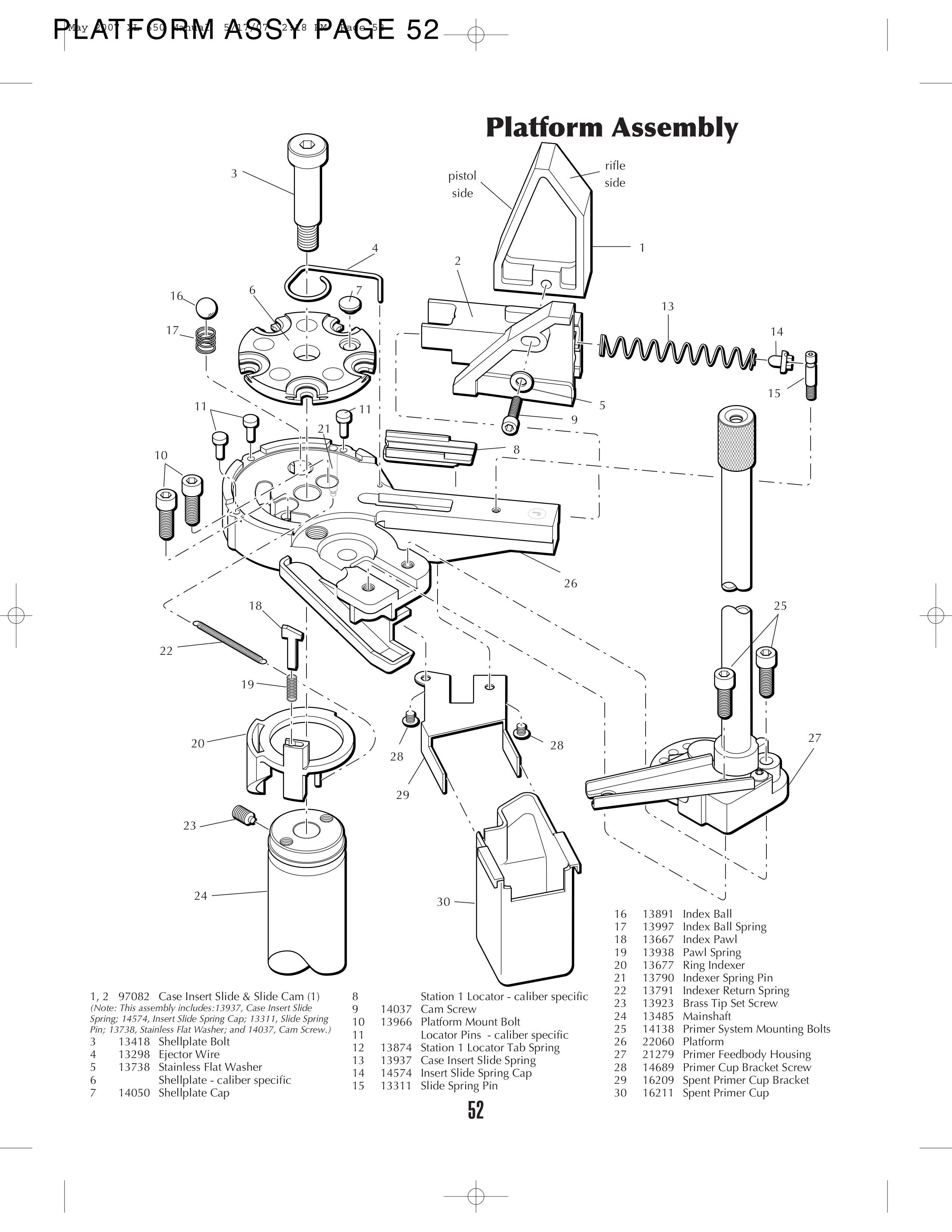 XL650 Platform Parts | Manual Page 52 | Dillon Precision