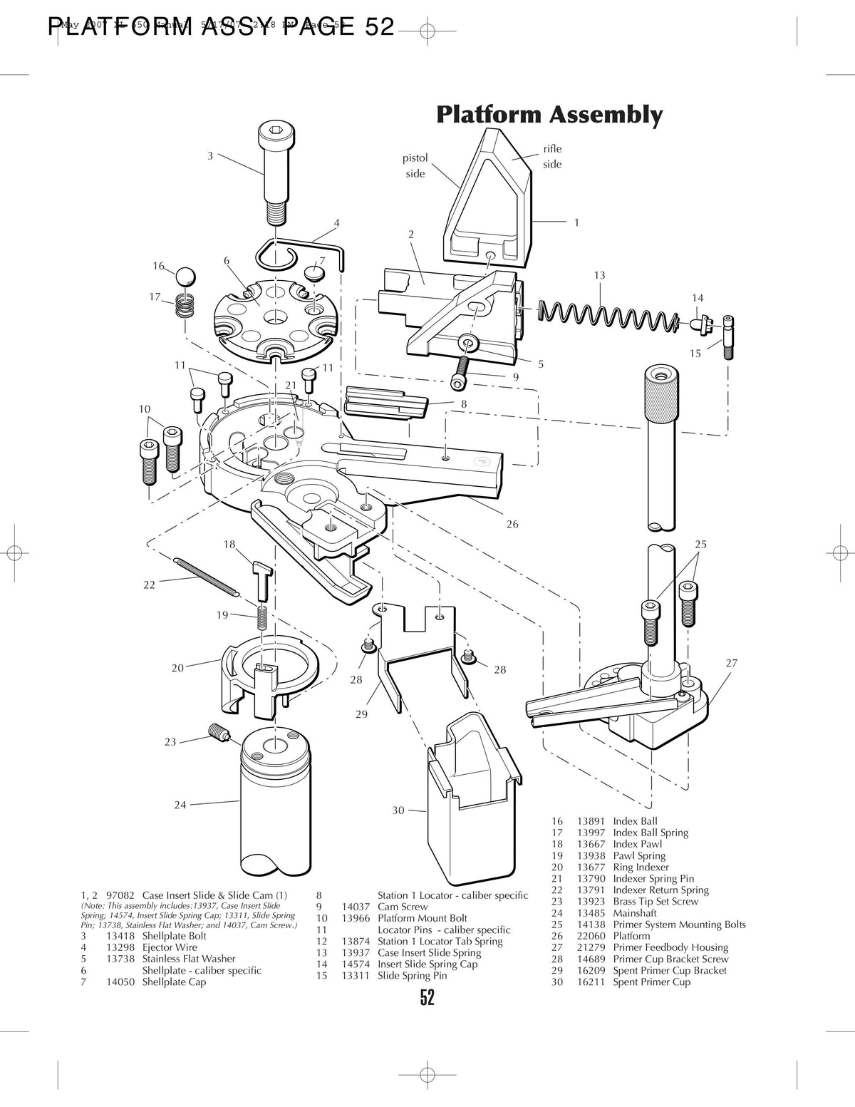Machine Parts | XL650 | Platform Assy | Manual Page 52