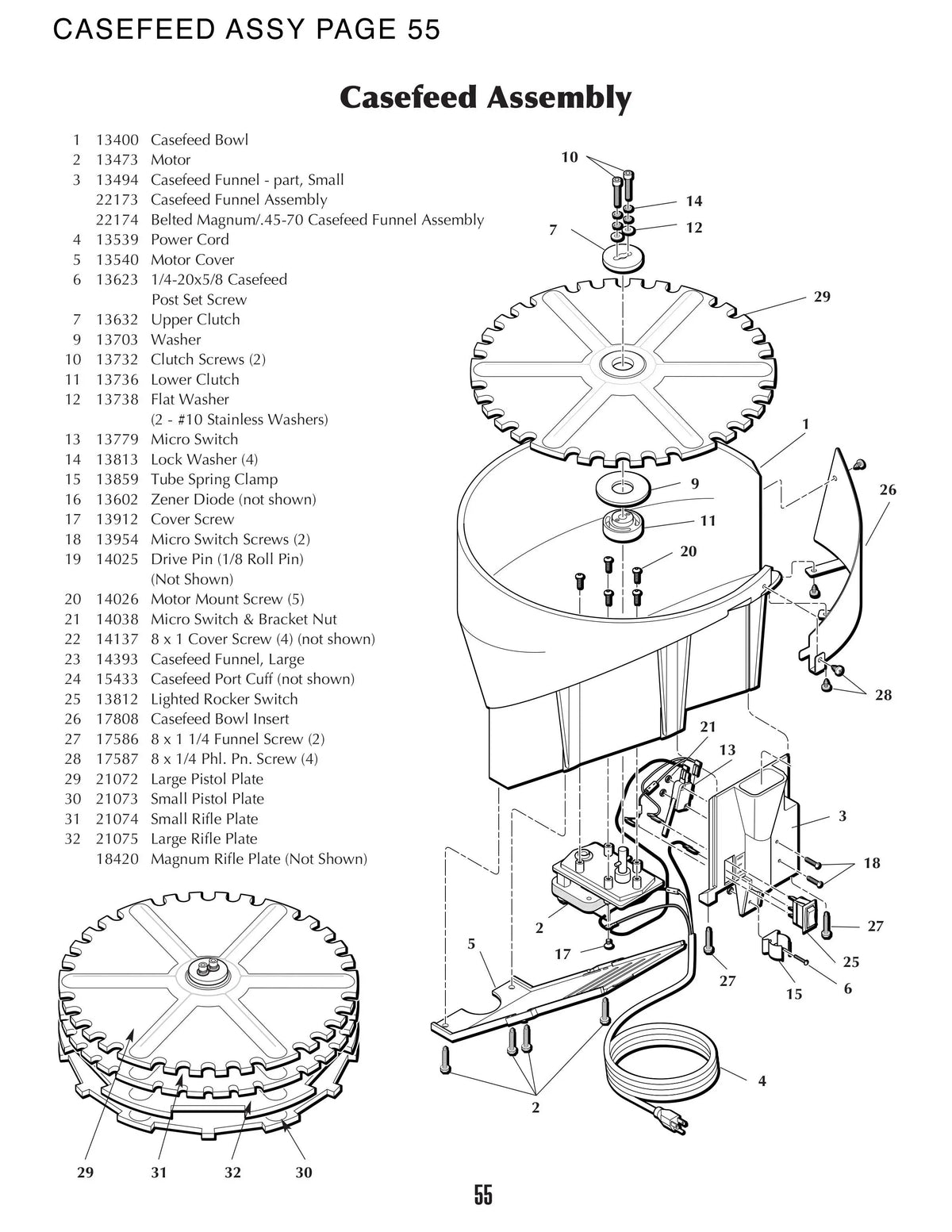 Machine Parts | XL650 | Casefeed Assy | Manual Page 55
