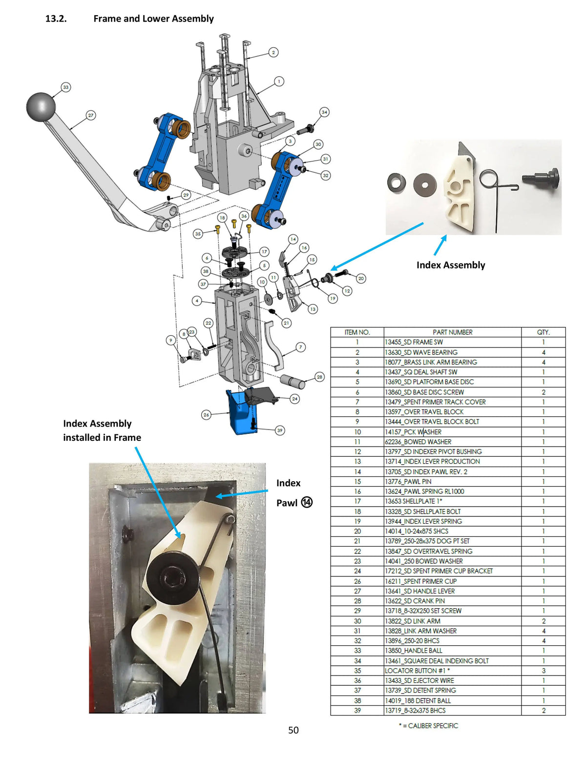 Machine Parts | Square Deal B | Frame & Lower Assy | Manual Page 50