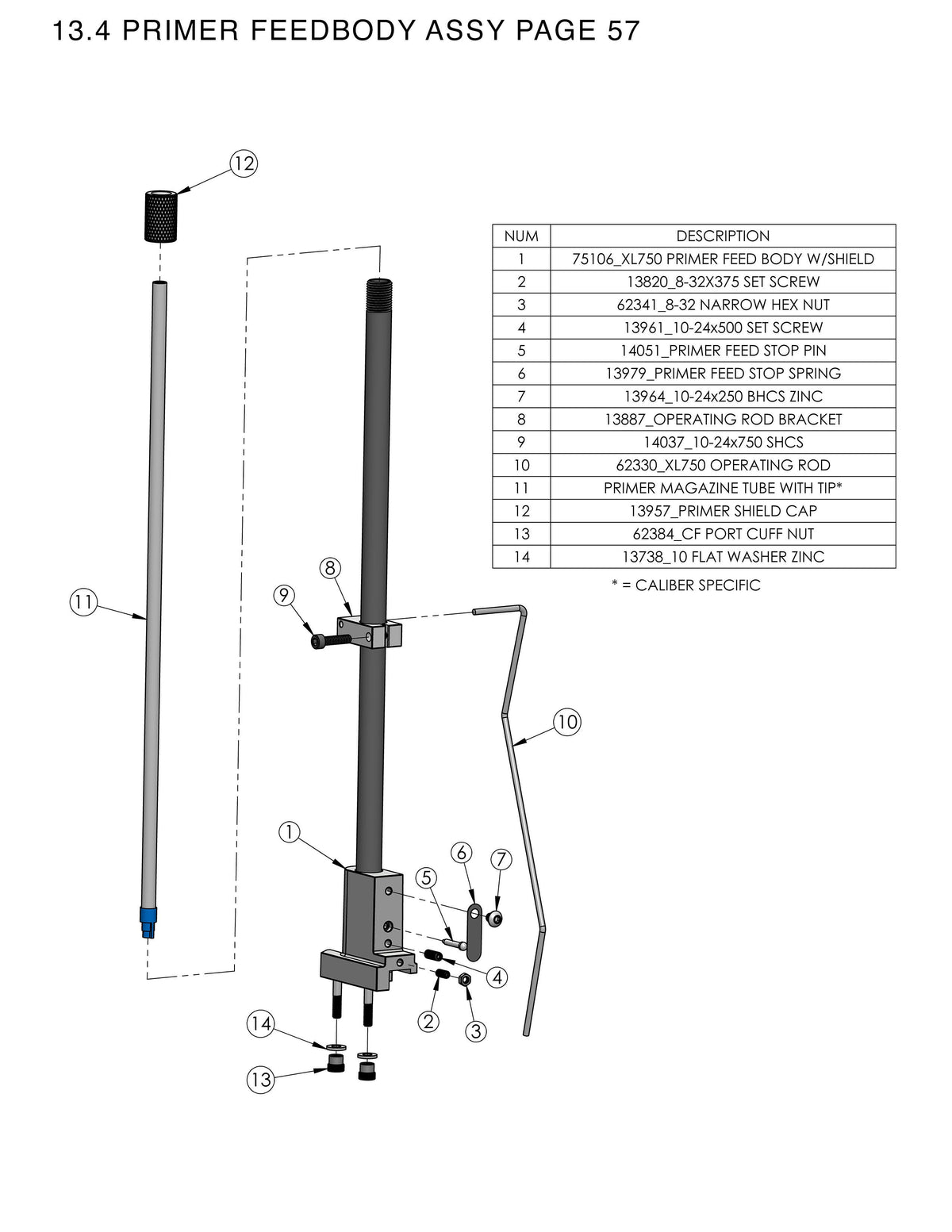Replacement Parts | Primer Feed Body Assembly | XL750 Manual Page 57