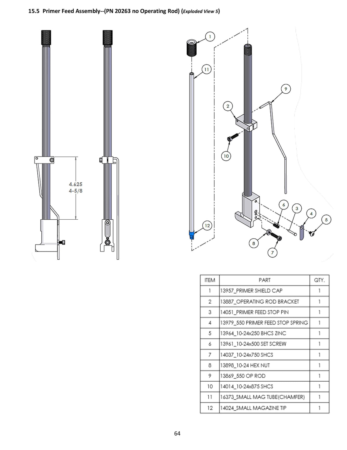 Replacement Parts | Primer Feed Assembly | RL550 Manual Page 64