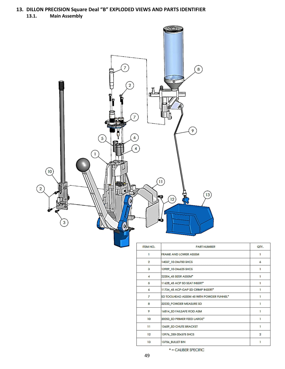 Machine Parts | Square Deal B | Main Assy | Manual Page 49