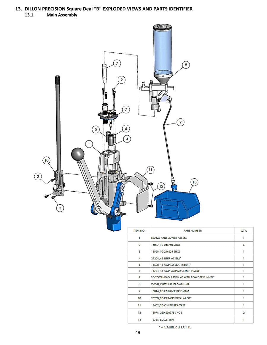 Machine Parts | Square Deal B | Main Assy | Manual Page 49