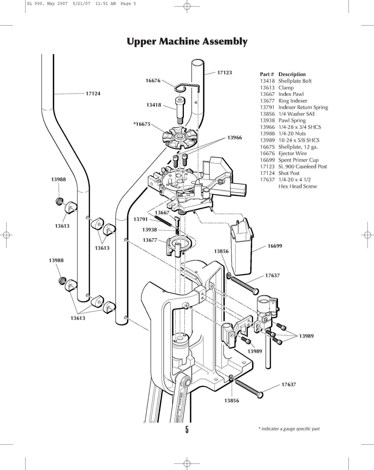 Machine Parts | SL900 | Upper Machine Assy | Manual Page 5