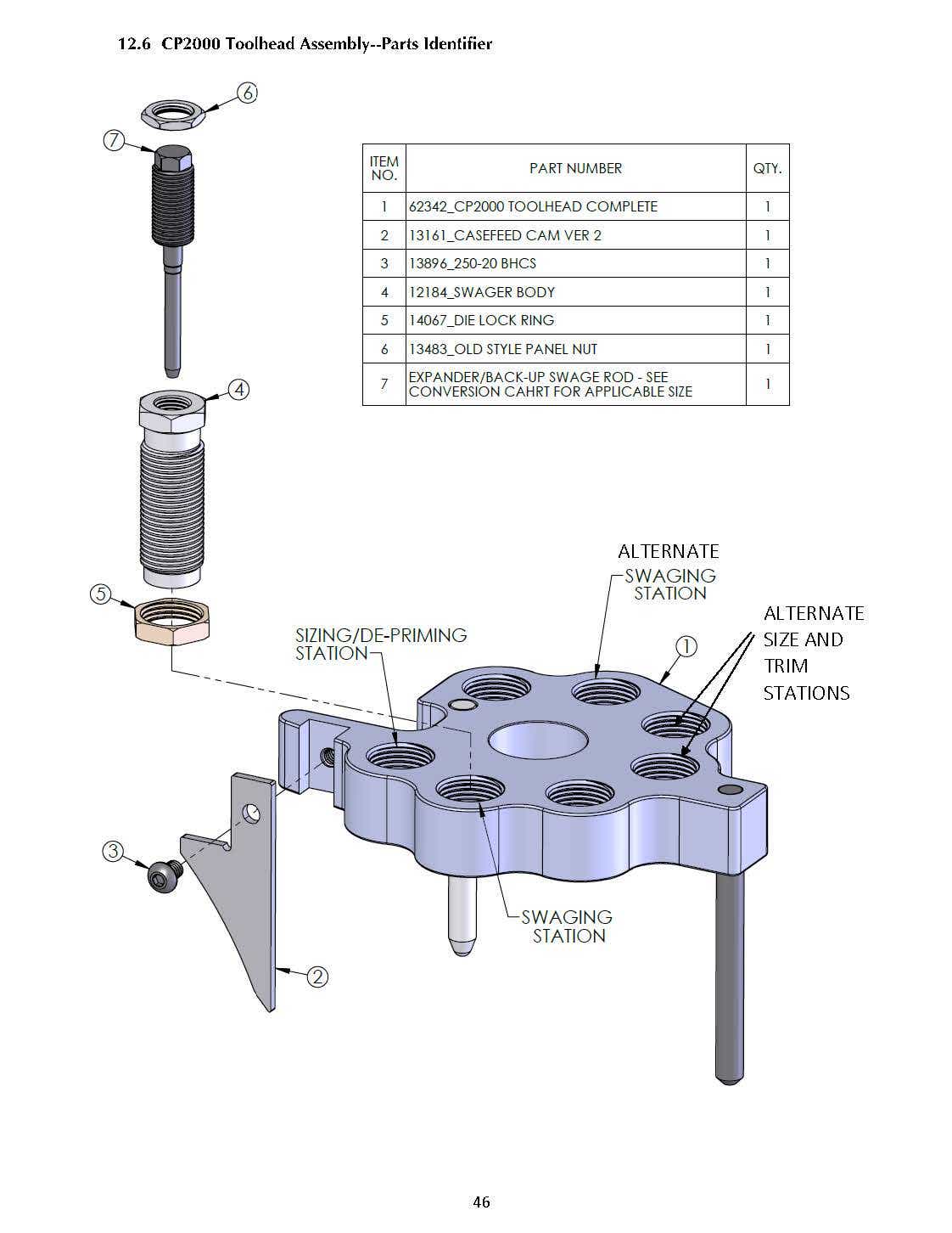 Machine Parts | CP2000| Toolhead Assy | Manual Page 46